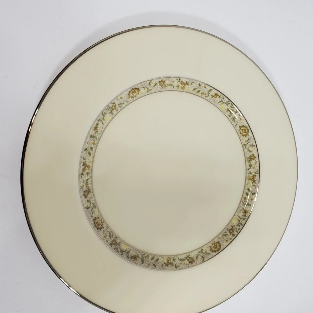Lenox Springdale Saucer Cup Salad Dinner & Bread Plates 5 Pieces Platinum Trim